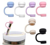 Teegxddy Tapas de Pajita de 6 Piezas para Botellas de Agua Stanley, 40-20 oz, 10 mm, Tapas de Pajita de Silicona Suave a Prueba de Polvo, Puntas de Pajita Reutilizables