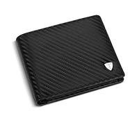 TEEHON Cartera Billetera Piel con RIFD Bloqueo Cartera con 7 Ranuras para Tarjetas 1 Ranuras para ID 1 Ranuras para Monedas Negro Caja De Regalo para Hombre
