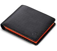 TEEHON® - Cartera para Hombre de Piel auténtica con Bloqueo RFID/NFC 9 Titular de Tarjetas de crédito, 2 Compartimentos para Billetes, clásico portafolios Bolsillo con Caja de Regalo, Color Negro y