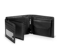 TEEHON Cartera para Hombre Slim Microfibra con Bloqueo RFID, Cartera Hombre Ranuras para 13 Tarjetas de Crédito, Ventana para ID y Foto, Bolsillo para Monedas, Compartimentos para Billetes - Negro