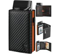 TEEHON Carteras para Hombre - Tarjetero Hombre con Bloqueo RFID & Monedero | Cartera Hombre con Bloqueo RFID Magnético, Fibra de Carbon Cartera con Monedero & Compartimentos para Billetes & Ventana ID