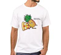 TEEHUB Pizza and Pineapple No One Needs To Know Printed Men T-Shirt Forbidden Love T Shirts Short Sleeve Tshirts Cool tee White XL