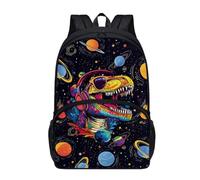 teeinprint Mochila escolar de 17 pulgadas para niños y niñas de 5 a 15 años, mochila grande para libros, mochila casual, Dinosaurio, galaxia, planeta, large