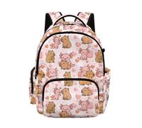 teeinprint Mochila para niñas de escuela primaria, bonita mochila escolar de 17 pulgadas con correa ajustable, Axolotl Capibara