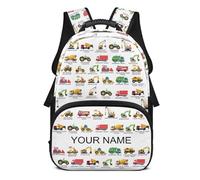 teeinprint Mochila personalizada para niñas y niños, 17 pulgadas, mochila escolar de primaria, mochila casual, Custom Cars, blanco, large