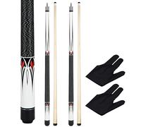 Teekerwan Juego de 2 Tacos de Billar de Arce Profesional de 57 Pulgadas, 1/2, Punta de Arce de 13 mm, Palo de Billar con Envoltura de Lino, Palo de Taco de Piscina Negro