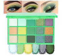 Teekerwang 15 Colors Green Matte Eyeshadow Blue Purple Eyeshadow Palette, Highly Pigmented Shimmer Metallic Eye Shadow Pallets, Long-lasting Waterproof Make up Pallet for Women (Green.)