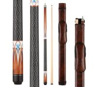 Teekerwang Billiards Short Pool Cue Stick, 48inch Billiard Cue Sticks, Table Pool Stick for Beginners, Hardwood Canadian Maple Pool Sticks for Billiard Table Sports (Brown with Case (20 oz/12mm))