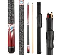 Teekerwang Billiards Short Pool Cue Stick, 48inch Billiard Cue Sticks, Table Pool Stick for Beginners, Hardwood Canadian Maple Pool Sticks for Billiard Table Sports (Wine Red with Case(20 oz/12.5mm))
