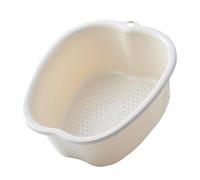 TEEKU Bañera grande para remojo de pies, cubo sólido, masaje, exfoliante, pedicura, spa para hombres y mujeres, almacenamiento pequeño para baño (blanco, talla única)