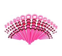 TEEKU Juego de 50 dilatadores de oreja acrílicos y tapones + dilatadores de túneles de silicona, expansor de piercing corporal, joyería y removedor de cerumen, talla única, Acrílico