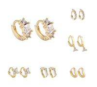 TEEKU Pendientes de aleación para mujer, pequeños aros, elegantes, delicados, temperamentos, viajes, fiestas y otras ocasiones para llevar un corazón brillante, Cobre, Sin piedra preciosa