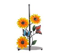 TEEKU Soporte de metal para toallas de papel para encimera, diseño de flores, estante vertical para pañuelos de cocina, organizador de rollos de cocina, tapete de secado grande (A, talla única)