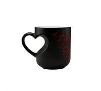 TEEKU Taza que cambia de color activada por calor con diseño de corazón oculto, taza de café, tema de vaca (negro, 9)