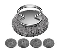 Teel Scrubber for Dishes, Scouring Pad Dish Scrubber, Stainless Steel Pot Scrubber Sponge, Cleaning Sponges with Replacement Wire Pads for Pots, Pans, Grills, Sinks
