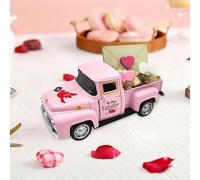 Teeloray Decoración de San Valentín, Romántico Camión de Metal con Carta de Amor de Madera y Mini Corazón Decorativo para Mesa, Juego de Decoración Romántica para el Hogar