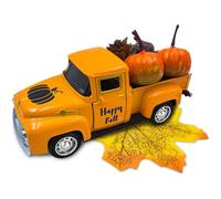 Teeloray Juego de Decoración de Acción de Gracias, Decoración Otoño, Camión de Calabaza de Metal Vintage con Calabazas Artificiales, Hojas de Arce Artificiales para Otoño de Fiesta en el Hogar