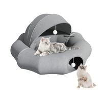 Teeloray Túnel para Gatos de en Gamuza, Road Túnel Redondo para Gato con Extraíble Alfombrilla de Cojín, Plegable Donut Forma Circular Túnel para Gatito y Cama para Gatos Conejo Hurones