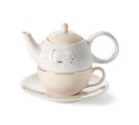 teemando Cha Cult - Juego de 4 recipientes de gres (0,4 L, 0,2 L, 5,5 cm), diseño de luna