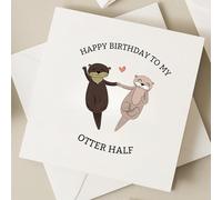 TEEMI - Divertida tarjeta de cumpleaños - Feliz cumpleaños a mi mitad de nutria - para novio, novia, esposa, marido, prometido - Lindo humor animal - Viene con divertidas calcomanías