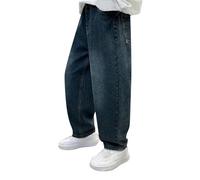 Teen Boys Wide Leg Jeans Vintage Kids Elastic Waist Baggy Denim Trousers with Pockets Children Casual Cargo Pants Trendy Y2K Streetwear Stretchy Pull On School Trouser