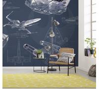 Teen Dormitorio Foto Pintado 399x279cm Star Wars Pared Mural Gigante Azul Marino