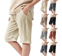 Teen Girls Cotton Linen Shorts Kids Loose Elastic Waist Casual Shorts with Pockets Children Summer Athletic Yoga Bermuda Pants Youth Pull on Beach Short Pants