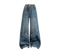 Teen Girls Flare Denim Pants Kids Baggy Wide Leg Long Denim Trousers Y2k High Waist Comfortable Casual Jeans Children Loose Fit Bell Bottom Cargo Jeans Vintage Hip Hop Streetwear