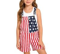 Teen Girls Jumpsuits Shorts Star Stripe Dungarees Romper Kids Sleeveless Adjustable Loose Summer Short Overalls With Pockets Fashion Youth Pastel Coloured Shortall Dungaree