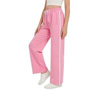 Teen Girls Linen Trouser Wide Leg Casual Joggers with Dawstring Kids Baggy High Elastic Waist Straight Leg School Trousers Solid Color Sports Jogging Pants Summer Tracksuit Bottoms