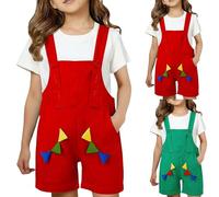 Teen Girls Overall Shorts Cute Kids Romper Shortalls with Pockets Little Big Girls Adjustable Jumpsuit Playsuit Loose Sleeveless Dungarees School Street Summer Casual Wear