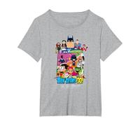 Teen Titans Go! To The Movies Hollywood Camiseta, Mujer Tallas Grandes, Gris Jaspeado, 1XL Grande