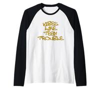 Teen Trouble Vibes Edgy Statement Design Camiseta Manga Raglan