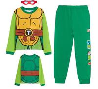 TEENAGE MUTANT NINJA Pijama de tortuga para niños con máscara reversible TMNT, regalo de Leonardo Raphael, verde, 11-12 años
