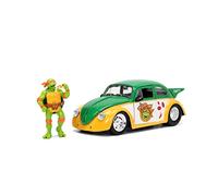 Teenage Mutant Ninja Turtles 1:24 1959 Volkswagen Drag Beetle Die Cast Car & 2.75 pulgadas Michelangelo Figura, juguetes para niños y adultos