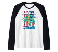 Teenage Mutant Ninja Turtles 4th of July Turtley USA Flag Camiseta Manga Raglan