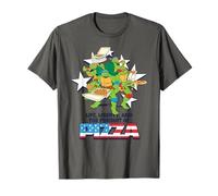 Teenage Mutant Ninja Turtles 4th of July USA Flag Pizza Font Camiseta