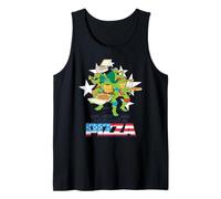 Teenage Mutant Ninja Turtles 4th of July USA Flag Pizza Font Camiseta sin Mangas
