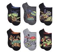 Teenage Mutant Ninja Turtles Boys' No Show Socks Calcetines, Negro, 6-8 (Pack de 6) para Niños