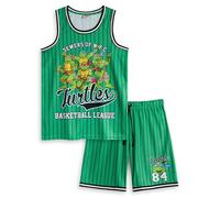 Teenage Mutant Ninja Turtles Conjunto De Baloncesto Verde Hombre | Conjunto de 2 piezas de la liga de baloncesto de las Tortugas | Ropa deportiva | Leonardo, Donatello, Miguel Ángel y Rafael