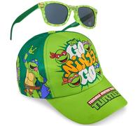 Teenage Mutant Ninja Turtles Gorra Infantil Niño Ajustable con Gafas de Sol UV400, Accesorios Verano, Regalos para Niños (Verde TMNT)