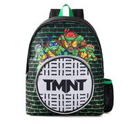 TEENAGE MUTANT NINJA Turtles Mochila para niños en Negro y verde | Bolsa de bolsillo TMNT Sewers con correas ajustables | Mochila escolar de personaje de dibujos animados