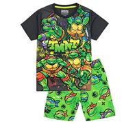 Teenage Mutant Ninja Turtles Pijama Boys | Leonardo Michelangelo Donatello Raphael Personajes Camiseta Verde Negro Pantalones Cortos Ropa de Noche | Mercancía TMNT