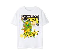 Teenage Mutant Ninja Turtles Pizza Dude Camiseta Blanca de Manga Corta para Hombre | Ropa Retro TMNT | Moda nostálgica de Dibujos Animados de los 90 | Mercancía