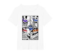 Teenage Mutant Ninja Turtles Retro Comic Book Panels Camiseta, Mujer Tallas Grandes, Blanco, 6XL Grande