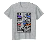 Teenage Mutant Ninja Turtles Retro Comic Book Panels Camiseta, Niños, Gris Jaspeado, 8 años