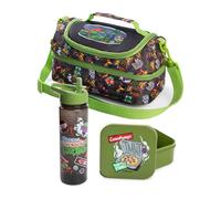 TEENAGE MUTANT NINJA Turtles Set de lonchera, fiambrera y botella verde | Portalonchera escolar con personajes | Diseño con cremallera y asa fácil de llevar animados de Cowabunga para niños