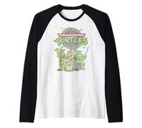 Teenage Mutant Ninja Turtles Sewer Logo and Turtles Retro Camiseta Manga Raglan