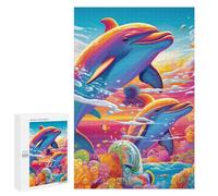 Teenagers 1000 PCS Puzzle Colorful Dolphins Underwater Escena-1 Puzzle para Adultos Juegos Divertidos Regalos de Decoración Perfecto para Amigos y Familias 1000 PCS