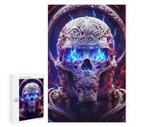 Teenagers 1000 PCS Puzzle Flaming Skull Artwork -6 Puzzle para Adultos Juegos Divertidos Regalos de Decoración Perfecto para Amigos y Familias 1000 PCS